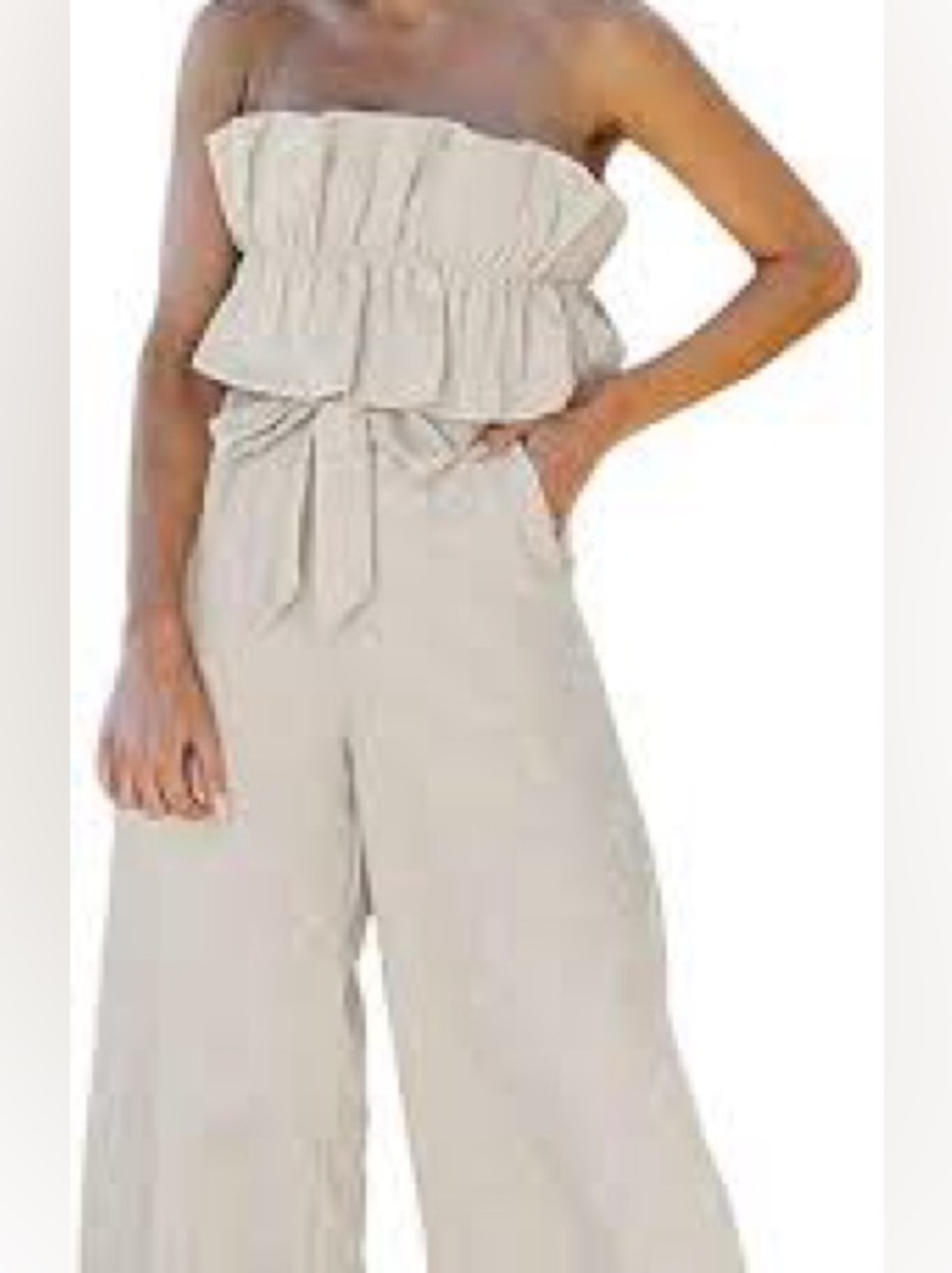Strapless tie back linen jumpsuit by Saints + Secrets size S
